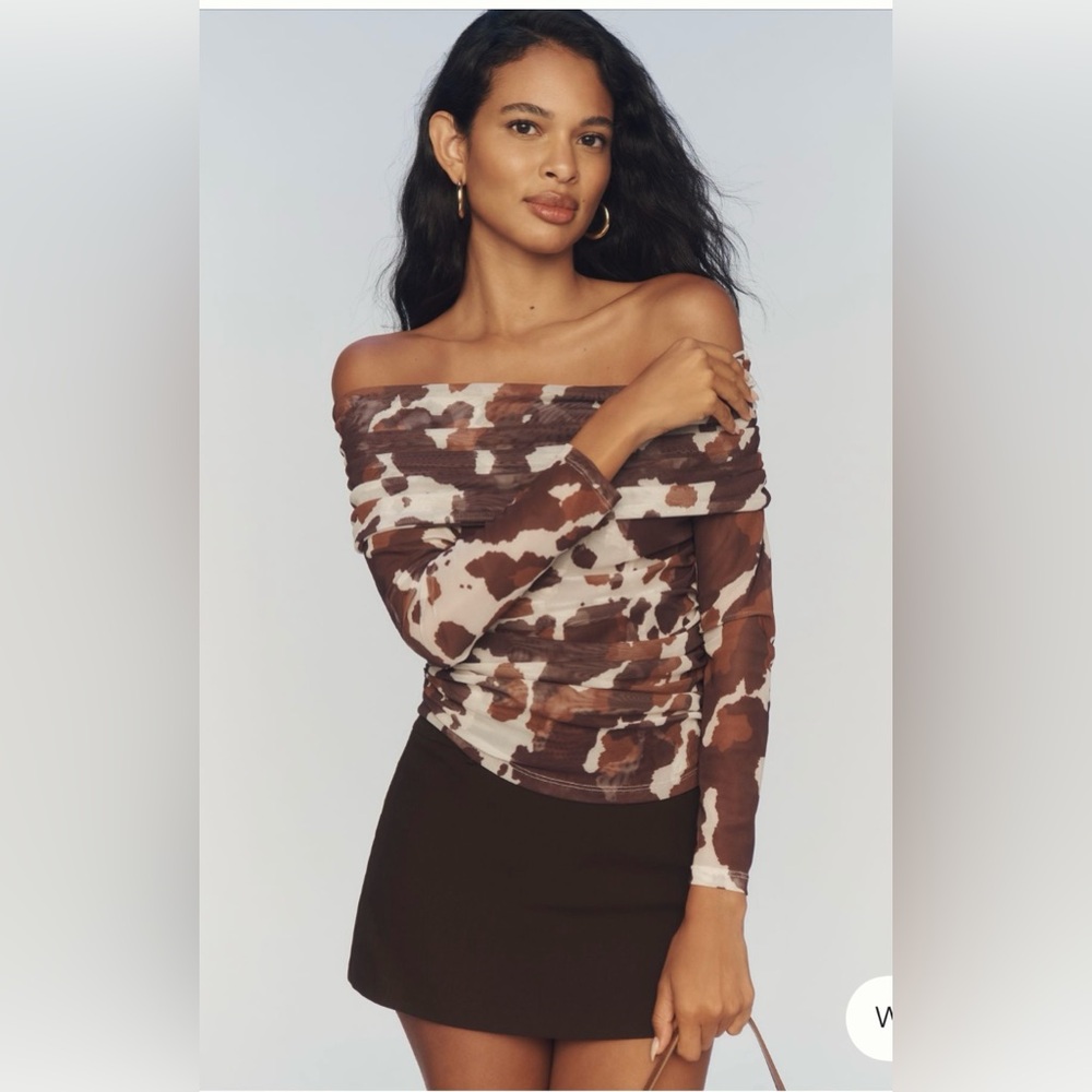 Anthropologie Aleda Mesh Off-Shoulder top by Maeve